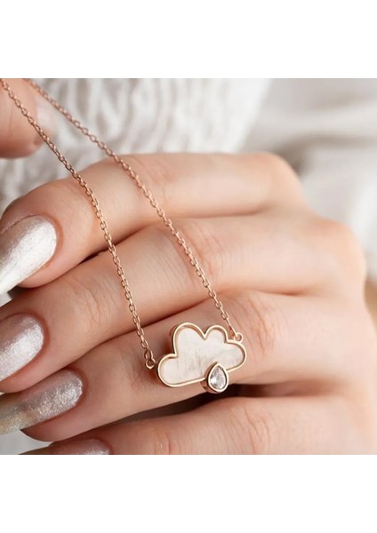 925 Ayar Gümüş Mineli Bulut Kolye