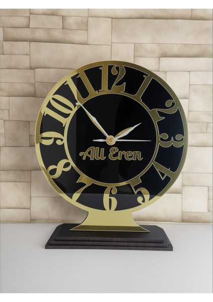 Kişiye Özel Gold-Siyah Masa Saati