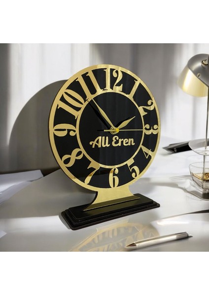 Kişiye Özel Gold-Siyah Masa Saati fiyatları