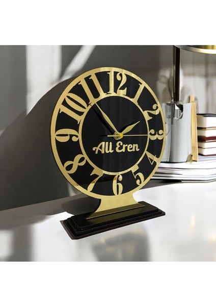 Kişiye Özel Gold-Siyah Masa Saati modelleri