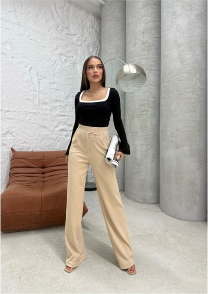 Bej Cırtbant Pantolon