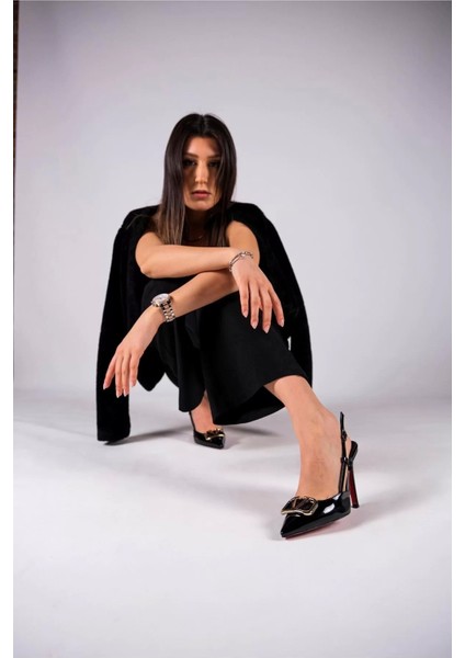 Kadın Elegant Ayakkabı V Toka Detay Ince Topuklu Ayakkabı Özel Tasarım Abiye Ayakkabı fırsatları