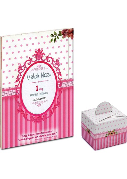 Canım Kızım Isim Etiketli Yasin Kitabı ve Lokum Kutusu 30 Adet Pembe