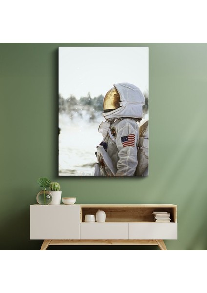 Uzay Kaşifi - Altın Vizörlü Astronot Kanvas Tablo