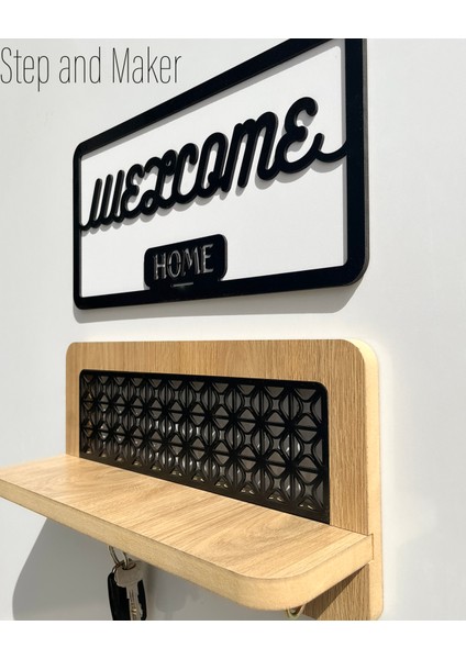 Welcome Home Tablo & Askılıklı Duvar Rafı Duvar Dekor Seti