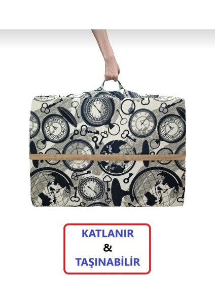 Katlanır Yer Yatağı Tek Kişilik Sünger Katlanır Yatak 80X180 cm 8 cm Gri Kalın Sünger Saatmodel
