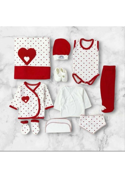 By Con Con Baby Organik Kız Bebek Kalp Nakışlı Yenidoğan Organik %100 Pamuklu Hastane Çıkışı Seti fiyatları