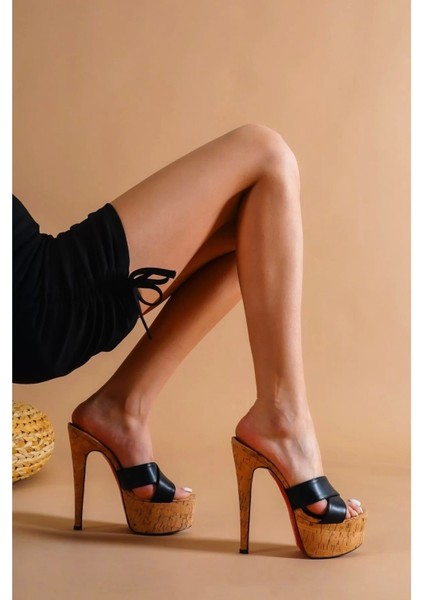 Kadın Elegant Ayakkabı Mantara Yüksek Ince Topuklu Terlik Özel Tasarım Abiye Ayakkabı fırsatları