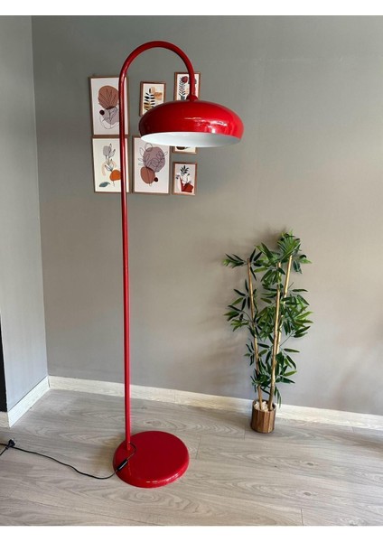 Kırmızı Lambader Modern Dekoratif Metal Oturma Odası Çalışma Odası Zemin Lambası