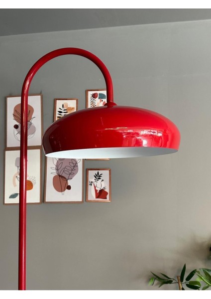 Kırmızı Lambader Modern Dekoratif Metal Oturma Odası Çalışma Odası Zemin Lambası indirimleri