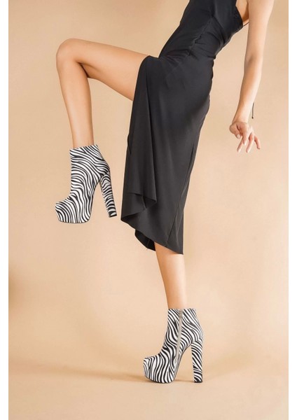 Kadın Elegant Ayakkabı Yüksek Topuk Platform Bot Özel Tasarım Abiye Ayakkabı