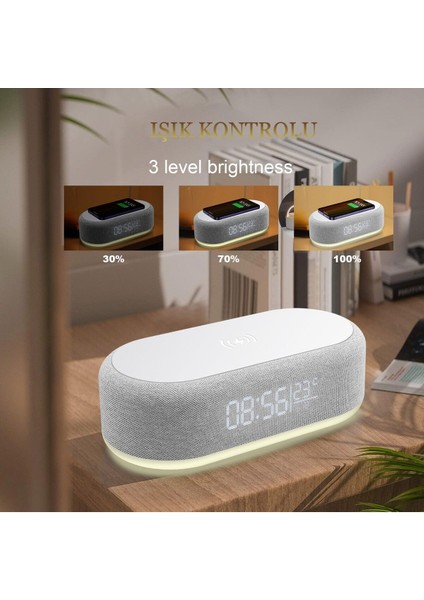 Çok Fonksiyonlu Masa Çalar Saat Hızlı Kablosuz Şarj Masa Lambası Zaman LED Işık Termometre fırsatları