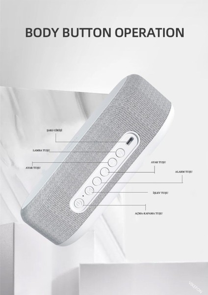 Çok Fonksiyonlu Masa Çalar Saat Hızlı Kablosuz Şarj Masa Lambası Zaman LED Işık Termometre indirimleri