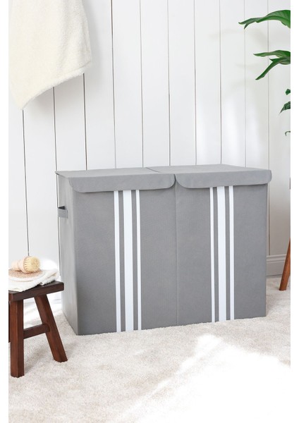 Gri Katlanabilir Çamaşır ve Oyuncak Saklama Sepeti 72x36x56