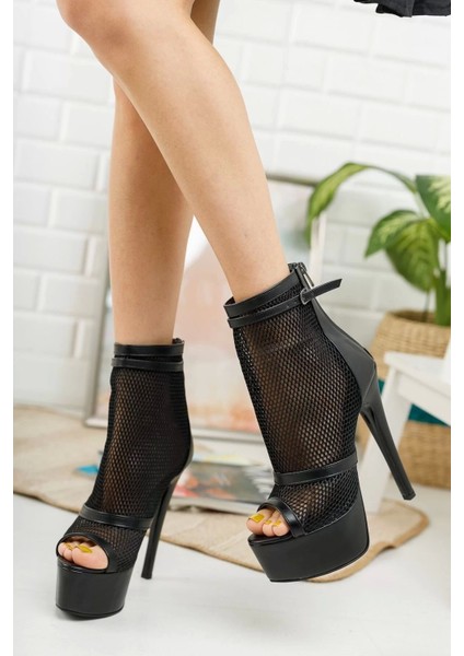 Kadın File Detaylı Platform Topuklu Ayakkabı Bilekten Tokalı Yüksek Topuk Model modelleri