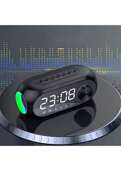 Dijital Çalar Saat S8 Rgb LED Işıklı Bluetooth Bas Hoparlör Mp3 Fm Radyo Çok Fonksiyonlu Speaker