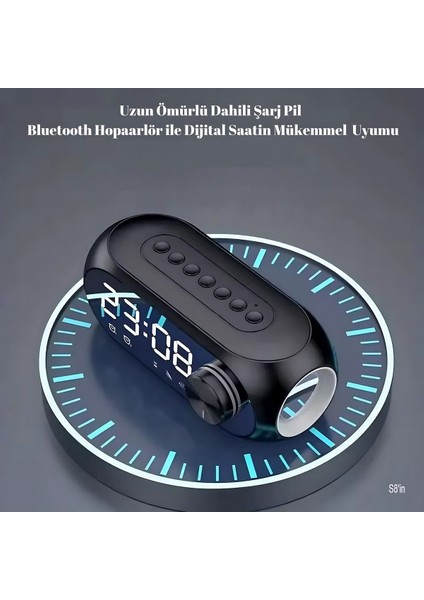 Dijital Çalar Saat S8 Rgb LED Işıklı Bluetooth Bas Hoparlör Mp3 Fm Radyo Çok Fonksiyonlu Speaker modelleri