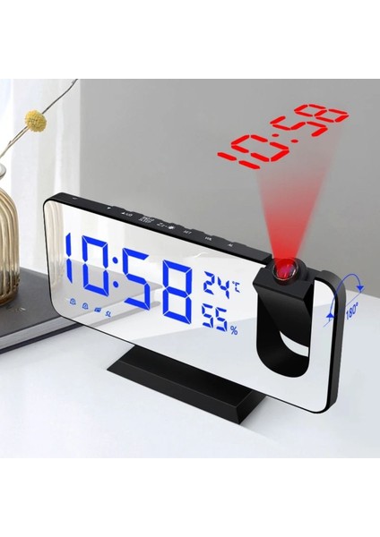 Çok Fonksiyonlu Masaüstü Ayna Saat Fm Radyo Alarm Projeksiyon Sıcaklık Nem Ölçer USB Özellik fiyatları