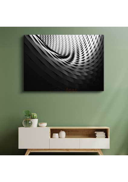 Modern Mimari - Siyah Beyaz Spiral Kanvas Tablo