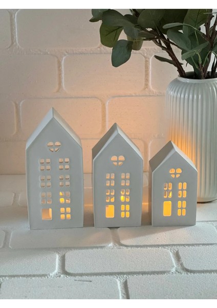 Beton Tealight Evler 3 Lü Set modelleri