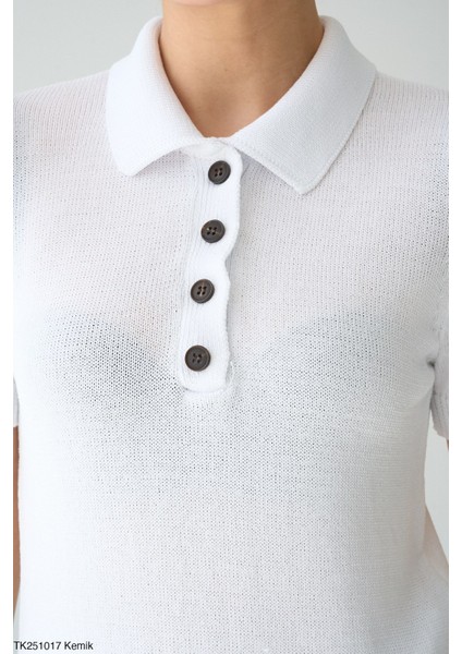 Düğmeli İnce Triko Kısa Kol Bluz modelleri
