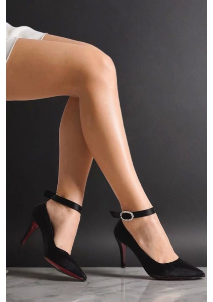 Kadın Elegant Ayakkabı Baretli Ince Topuklu Ayakkabı Stiletto Özel Tasarım Abiye Ayakkabı