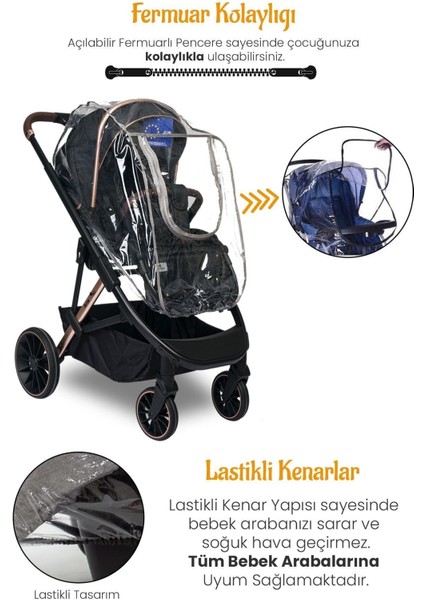 Bebek Arabası Yağmurluğu - Beyaz Şeffaf Fermuarlı Yağmurluk fiyatları