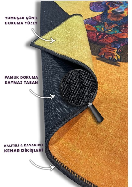 Köpek Desenli Soyut Halı Hayvan Figürlü Halı Sarı Renkli Dijital Baskılı Dokuma Kaymaz Tabanlı Çocuk Odası Halısı indirimleri