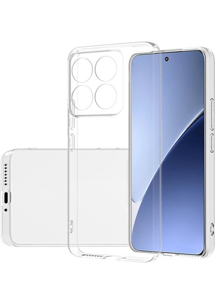 Xiaomi Mi 14 ile Uyumlu Kapak Kamera Korumalı Süper Silikon Şeffaf Kılıf
