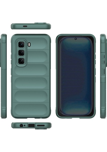 Infinix Hot 50 Pro 4g Kılıf Esnek Tpu Oyuklu Arka Yüzey Tasarımlı Nua Etnik Silikon Kapak - Koyu Ye