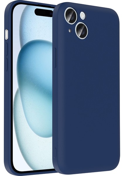 Apple iPhone 15 Plus Kılıf Kamera Korumalı Kartlık Hazneli Nua Vitra Kapak - Lacivert