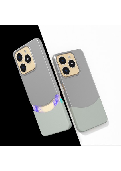 Realme C61 Kılıf Mıknatıslı Nua Duble Kapak - Gri