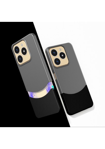Realme C61 Kılıf Mıknatıslı Nua Duble Kapak - Gri