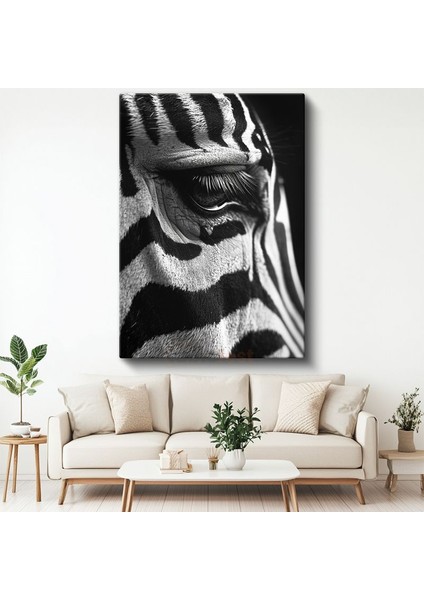 Zebra Gözü - Siyah Beyaz Desenlerde Keskin Bakış Kanvas Tablo