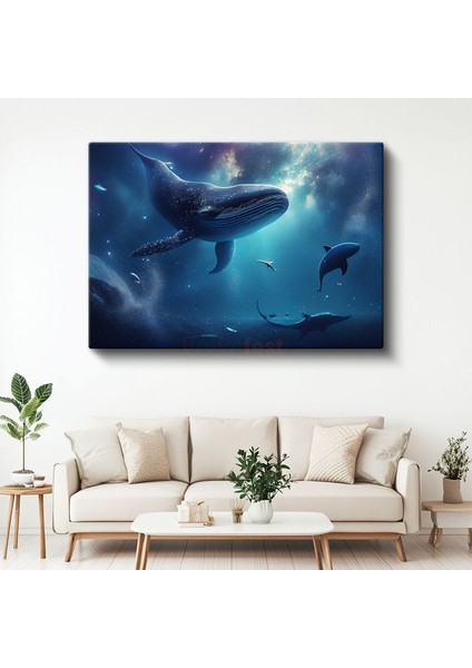 Okyanus Devi - Derin Sularda Yüzen Balina Kanvas Tablo