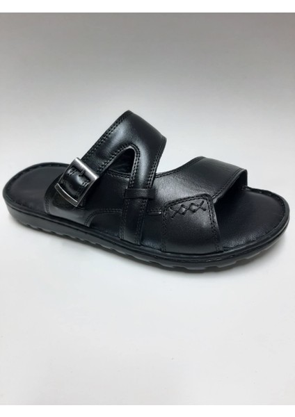 Deri Siyah Renk Ortopedik Tokalı Erkek Terlik C-8445151EMR fiyatları