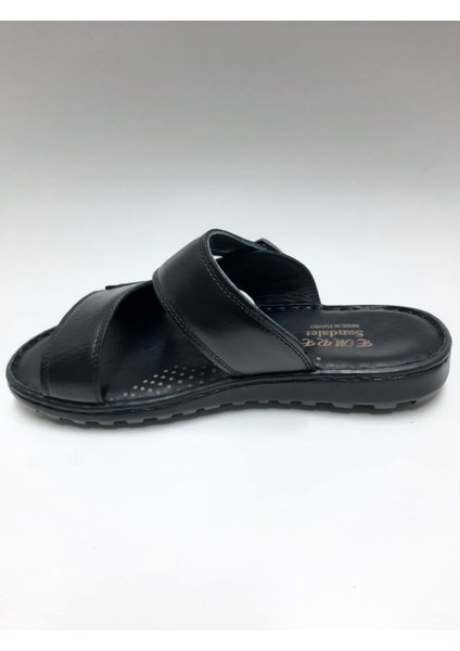 Deri Siyah Renk Ortopedik Tokalı Erkek Terlik C-8445151EMR modelleri