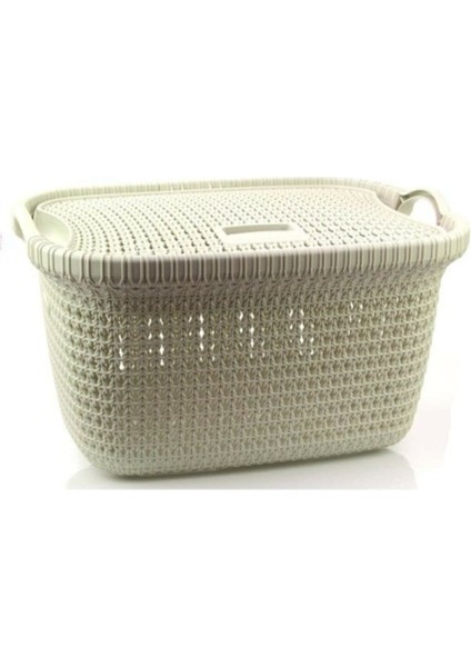 Örgü Desenli 30 Lt Kapaklı Çamaşır Sepeti, Şık ve Fonksiyonel Depolama Çözümü