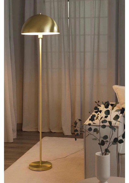 Modern Tasarım Moritz Dekoratif Lambader Ayaklı Abajur Metal Eskitme Gold Gövde