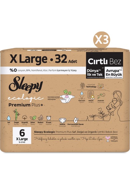 Ecologic Premium Plus Avantajlı Paket Bebek Bezi 6 Numara xl 96 Adet fiyatları