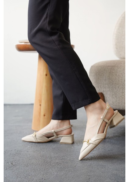 Kadın Goches Kısa Topuklu Ayakkabı - Ten Deri fırsatları