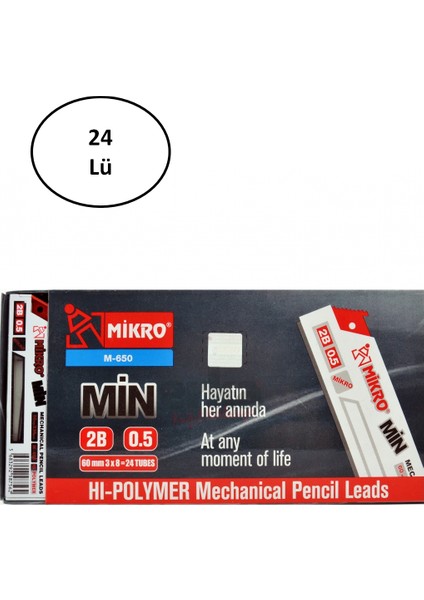 Mikro 75MM Cetvelli PL022 Lead 2b Çakmaklı 0.5mm 24'lü Kalem Ucu