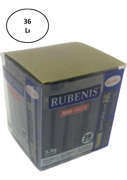 Rubenis 36 Adet RBM-1002/S Beyaz Tahta Kalemi Siyah Kartuş