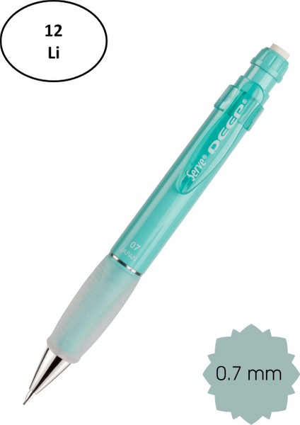 Serve Deep 0.7mm Mekanik Kurşun Kalem Mavi 12'li