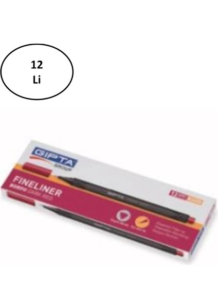 Gıpta Fineliner Ince Keçe Uçlu Kalem 0,4 mm Karton Kutu Üçgen Lacivert (12 Li Paket)