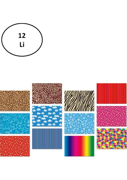 Keskin Color 35X50 Karışık Desenli Fon Kartonu 12"li