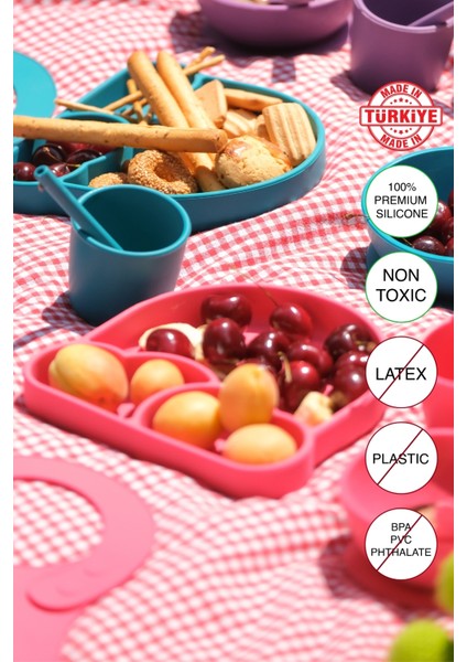 %100 Premıum Silikon 6'lı Mama Seti Vakum Sistemli