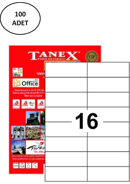 Tanex TW-2216 Lazer Etiket 105X35 mm 100 Lü