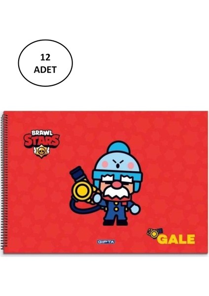 Gıpta Resim Defteri Spiralli 15 Yaprak 17X24 Brawl Star 12'li Paket