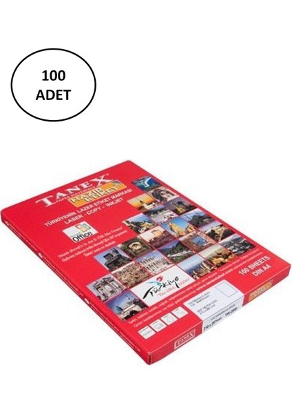 Tanex TW-2100 210X280 mm 100'LÜ Paket Kuşe Laser Etiket